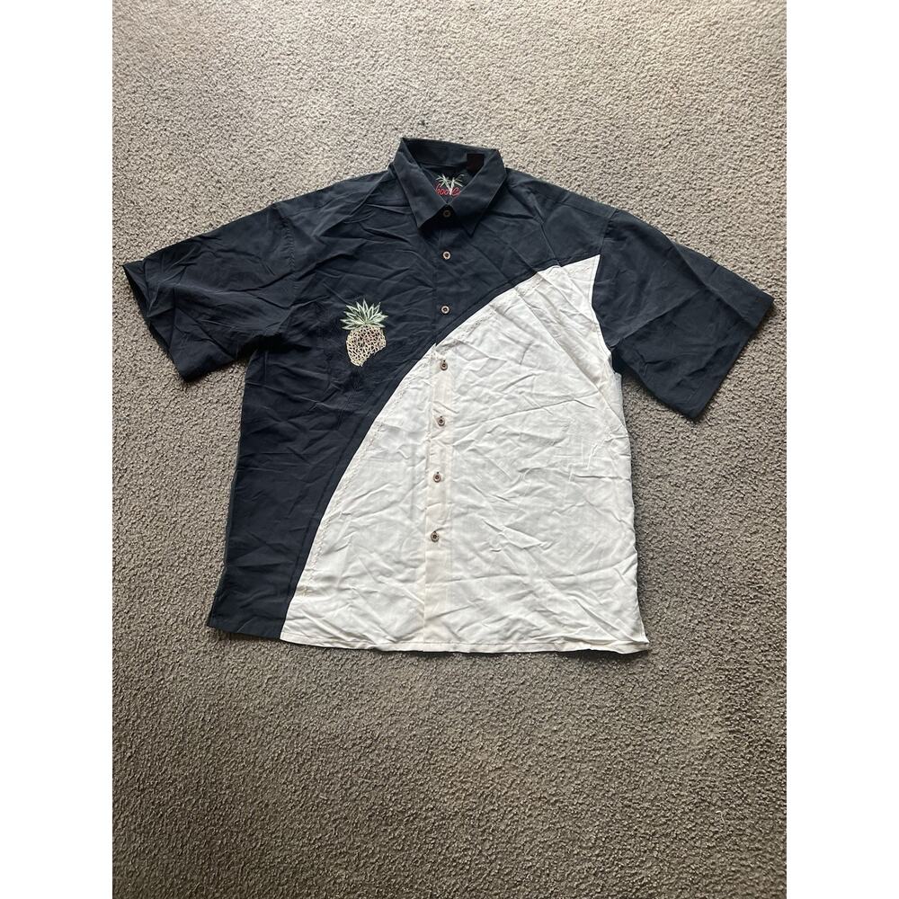 Vintage Bamboo Cay Embroidered Pineapple Button Up Hawaiian Shirt Men's XLarge